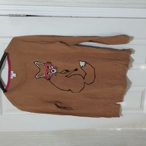 Old Navy fox sweater. Sz L brown. Scoop neck.
